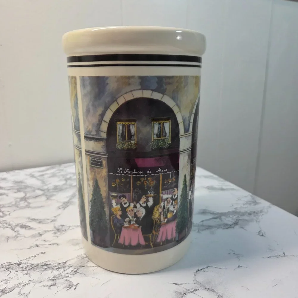 California Pantry Paris Cafe Classic Ceramic Utensil Holder Wine Chiller Cooler - Picture 4 of 9
